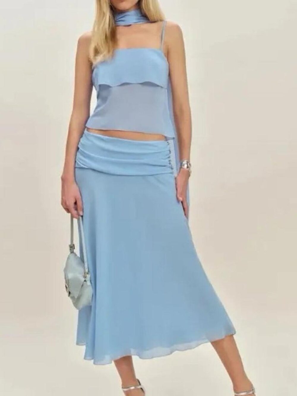 Reformation Petites Olivia Low Waist Skirt Blue - Size 6P (NWT)